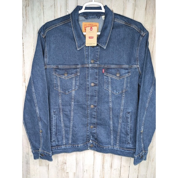 NWT‎ Levi's Trucker Jacket Stretch Denim Standard Size 2XL Dark Blue Wash Ranch